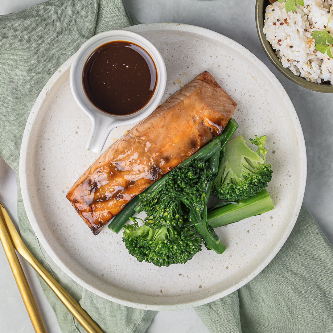 Seared Salmon And Teriyaki Broth